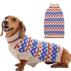 IKIPUKO Large Dog Sweater apricot front view shows cozy warmth for chilly walks