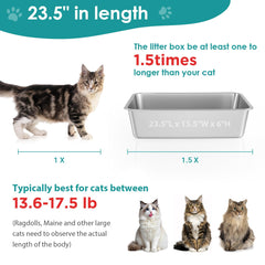 ikitchen stainless steel cat litter box in use demonstrates easy scooping and cleaning