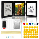 ikkab 3-in-1 paw print kit frame memorial display with photo