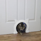 ikuso Indoor Cat Door panel opening enables free cat access for play and meals.