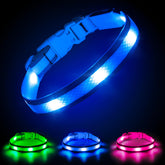 Illumifun LED Dog Collar full-view highlights safety visibility up to 350 yards.