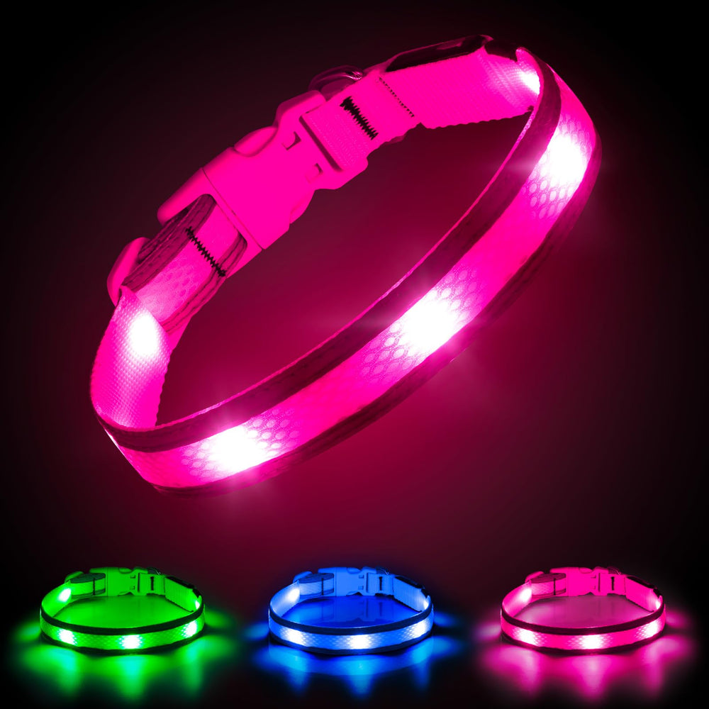 Illumifun light-up dog collar glows in the dark for safer night walks.