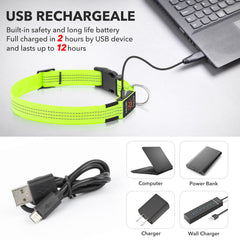 Illumifun light-up dog collar Green3 modes for versatile signaling