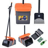 ilongood dog pooper scooper swivel bin rake kit in use for quick yard cleanup.