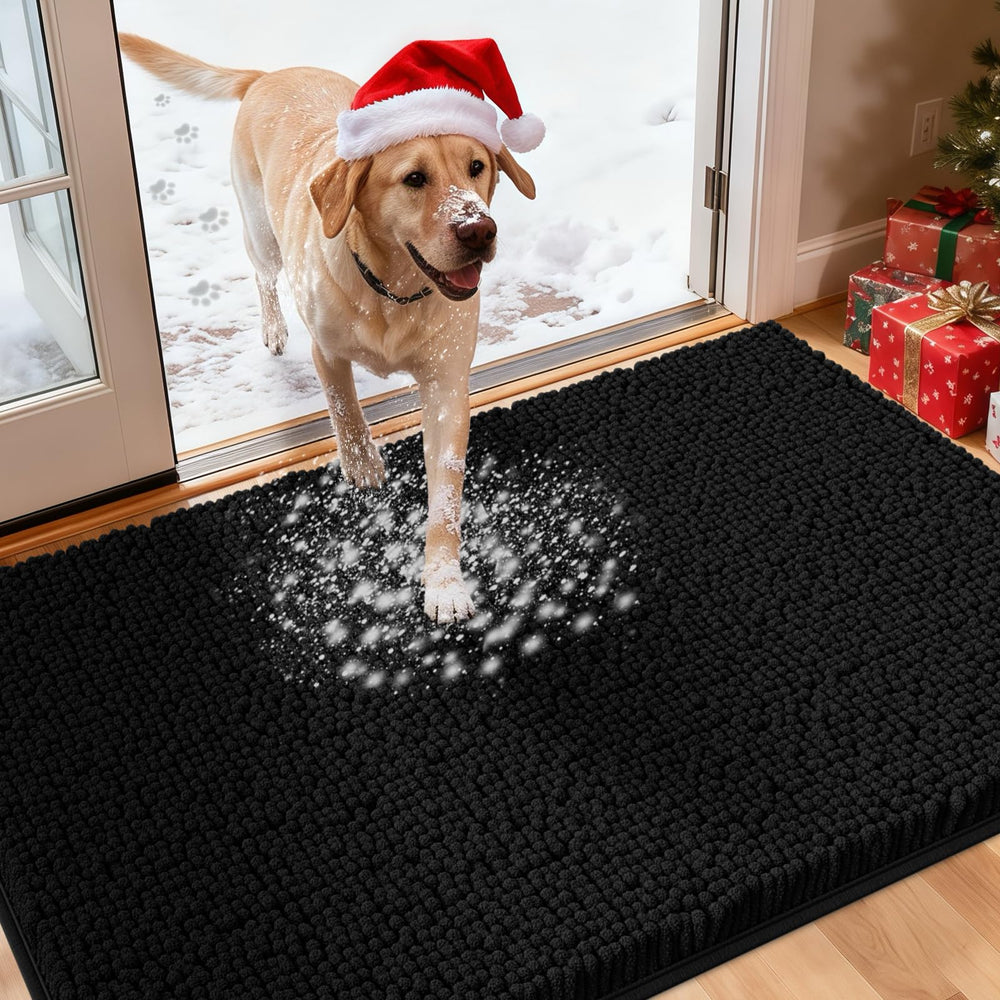 IM HOME Dog Door Mat chenille closeup showing dense fibers trap dirt