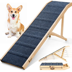 Tsukiko 2025 Upgraded 63-inch Dog Ramp for Bed & Car — 6 Heights, 220lb Capacity
