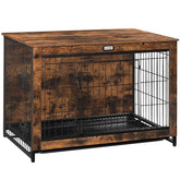 HOOBRO dog crate furniture exterior in rustic brown shows sturdy, multi-functional design.