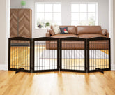 PAWLAND 96-inch Extra Wide Dog gate for The House, Doorway, Stairs, Freestanding Foldable Wire Pet Gate, Set of Support