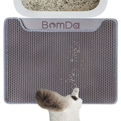BomDa Cat Litter Mat, Large Kitty Litter Box Trapping Mat, 23x17'' Honeycomb Double Layer Urine & Waterproof, Washable Easy Clean, Litter Mats for Floor Less Waste, Anti-Slip