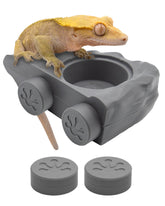 Pangea Silicone Gecko Feeding Ledge - Magnetic Mini Food Dish for Reptile Tank - 4.125" x 2.625" x 1.18" - Fits 0.5oz Cups (Gray)