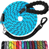 Long Dog Leash 10 FT: Heavy Duty Rope Leashes for Dogs Training with Swivel Lockable Hook Reflective Threads Bungee and
