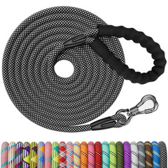 NTR 15FT Training Leash for Dogs, Nylon Rope Dog with Swivel Lockable Hook and Comfortable Padded Handle, Cat Puppy Lead Small Medium Large Dogs Training, Playing, Camping, or Backyard