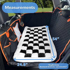 Backseat Pet Bed Mat, Fit for Backseat Extenders,Plaid Dog Bed for Car Back Seat,Non-Slip Travel Pet Pad for Car, SUV, Truck, Couch Cover, Washable Backseat Cushion(Black and White,24.8" x 54")
