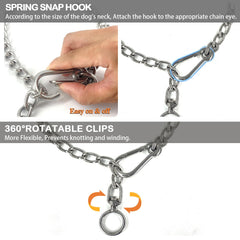 Dog Chain Collars 304 Stainless Steel Metal Chew Proof Dog Necklace Anti Winding Dog Leash Extension Lead for Small Medium Large Dogs Training and Walking. (Medium:23in x 3mm(Neck max 20in))