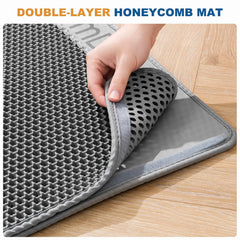 BomDa Cat Litter Mat, Large Kitty Litter Box Trapping Mat, 23x17'' Honeycomb Double Layer Urine & Waterproof, Washable Easy Clean, Litter Mats for Floor Less Waste, Anti-Slip