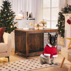 HOOBRO dog crate furniture front view with open doors demonstrates easy pet access.