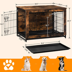 HOOBRO dog crate furniture side view reveals dual doors for convenient entry.