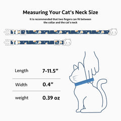 FYEQYAOU 2-Pack Cotton Breakaway Cat Collar – White & Blue Floral with Bell