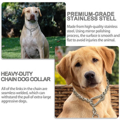 Dog Chain Collars 304 Stainless Steel Metal Chew Proof Dog Necklace Anti Winding Dog Leash Extension Lead for Small Medium Large Dogs Training and Walking. (Medium:23in x 3mm(Neck max 20in))