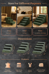 Noah & Paw Dog Stairs, Dog Ramp for Bed (17" Extra Wide) Pet Stairs for High Bed, Design to Fit Small and Large Breeds, Durable 4 Pet Steps for Couch (35 Foam Density) Leather Collection