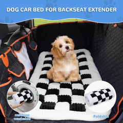 Backseat Pet Bed Mat, Fit for Backseat Extenders,Plaid Dog Bed for Car Back Seat,Non-Slip Travel Pet Pad for Car, SUV, Truck, Couch Cover, Washable Backseat Cushion(Black and White,24.8" x 54")