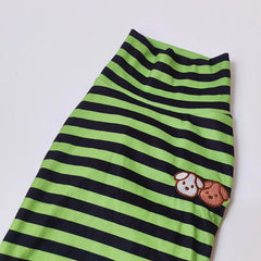 IMDOUBLEDOU Turtleneck Dog Shirt green striped back view adds warmth and style.