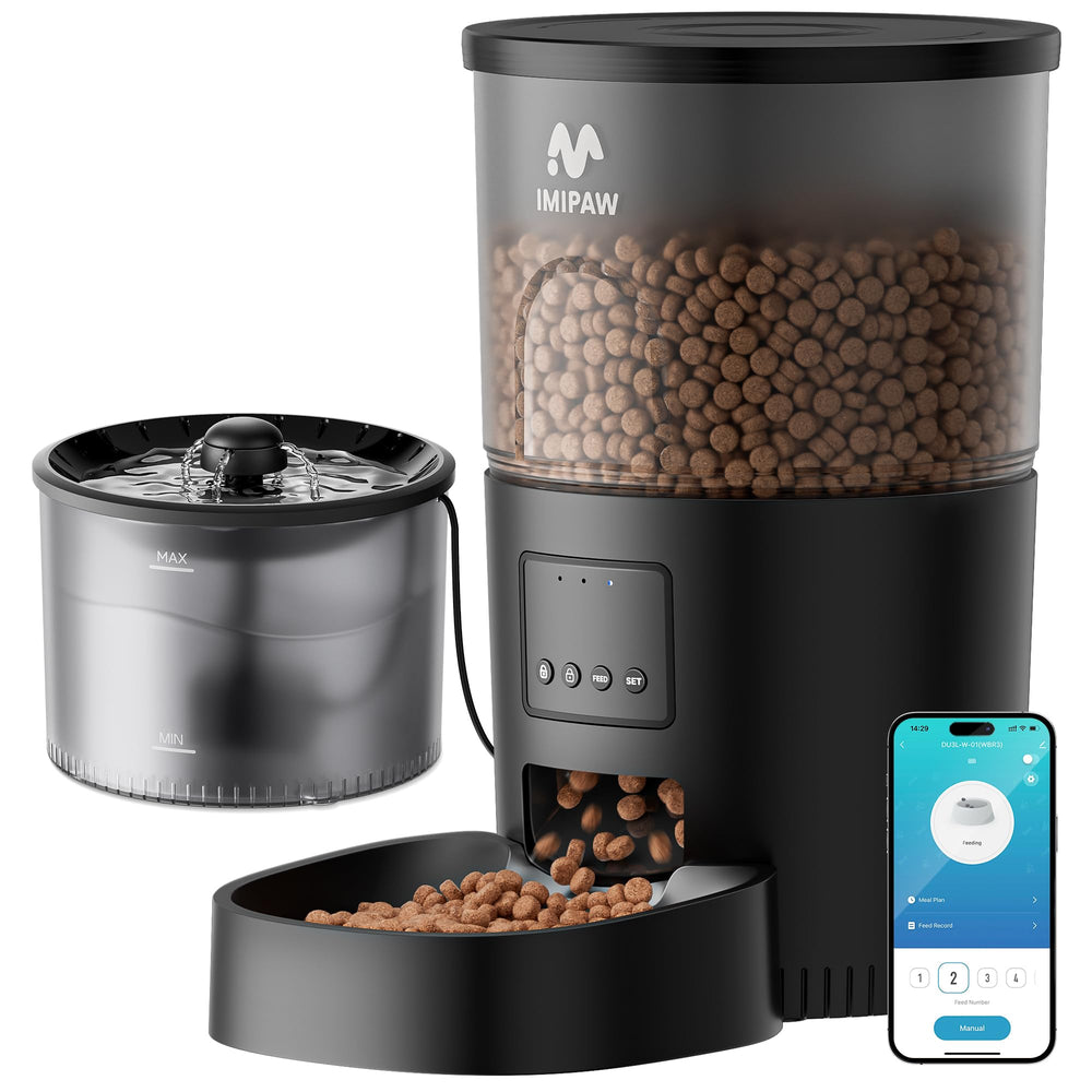 IMIPAW automatic feeder front view shows reliable portion control for meals