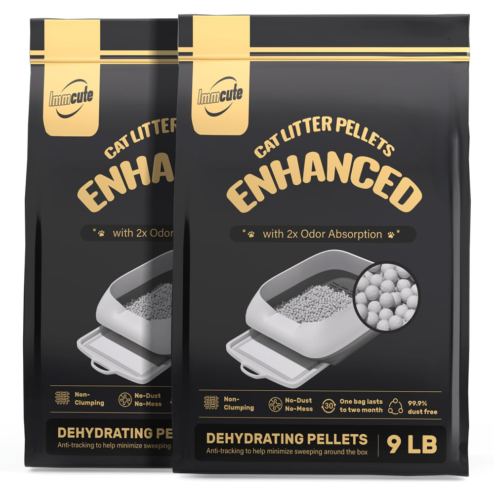 IMMCUTE enhanced cat litter pellets pour show 7mm size reducing tracking for cleaner floors