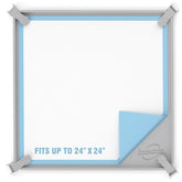 IMMCUTE pee pad holder demonstrates 24x24 fit for stable training setup.