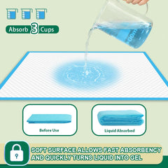 IMMCUTE puppy pads quick-dry technology—prevents tracking and odors after use.