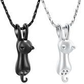 Imrsanl cat urn pendant front silver keeps memories close during daily wear.