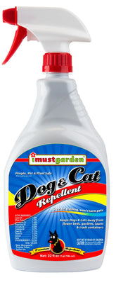 imustgarden dog and cat repellent bottle shows all-natural protection for yards.