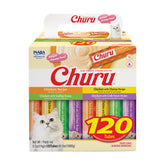 INABA Churu chicken treat tube being hand-fed for bonding and interactive feeding.