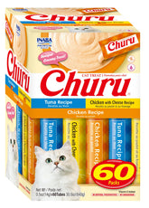 INABA Churu tube close-up with creamy texture for hand-feeding cats.