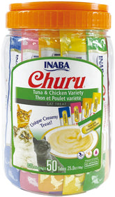 Inaba Churu tubes closeup tuna, creamy treat for hydration.