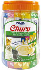 Inaba Churu tubes closeup tuna, creamy treat for hydration.