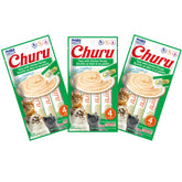 INABA Churu tuna-chicken tube closeup showing creamy texture ideal for hand feeding