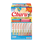 INABA Churu tuna-seafood variety box showing convenient tubes for hydration-friendly treats.