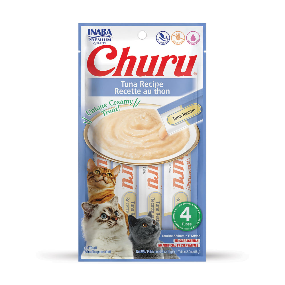 INABA Churu Tuna tube hand-feeding for bonding and hydration.