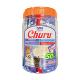 INABA Churu tuna tubes close-up showing creamy moisture for cats.