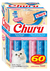 INABA Churu tuna variety box packaging showing convenient 60-serving tubes