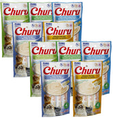 INABA Churu five flavor variety pack front view for versatile feline snacking.