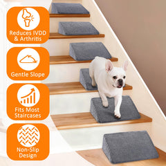 Inanil dog ramp installed on stairs shows secure, non-slip support for pets.