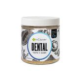 InClover dental powder jar with label, highlighting natural ingredients for daily pet care.