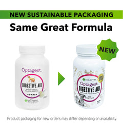 In Clover Optagest powder scoop illustrating easy sprinkling on food for digestion