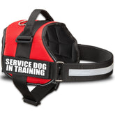 Industrial Puppy service dog vest front view with training patches for clear signaling