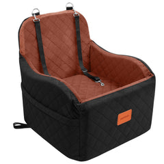 INDYBUD dog car seat front view shows compact fit for small to medium dogs.