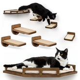 INICIO cat wall shelves 3-step assembly shows quick, sturdy wall installation.