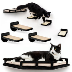 INICIO Cat Wall Shelves assembly process shows quick, tool-friendly setup.