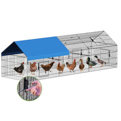 INJOPEXI metal chicken coop assembly view shows quick setup for backyard